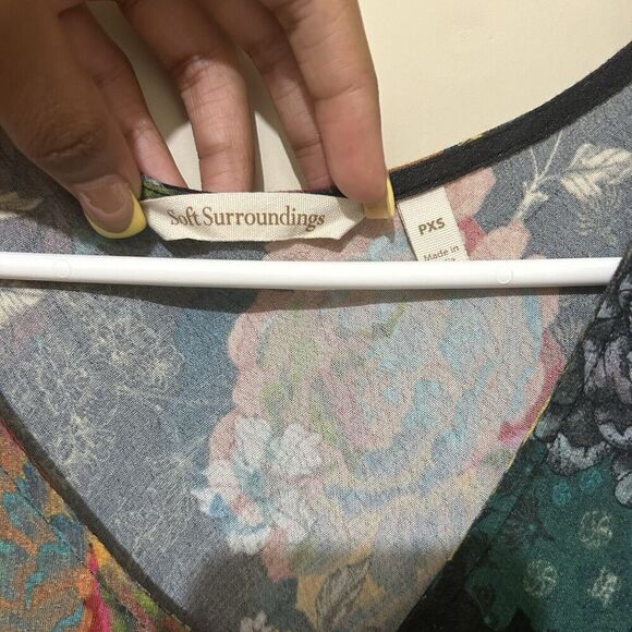 SOFT SURROUNDING Mirabelle Floral Print  Tiered Maxi Dress Womens Petite XS - Picture 3 of 7